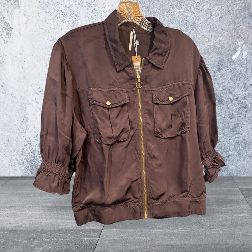 Hello Nite Brown Zip-Up Jacket NWT